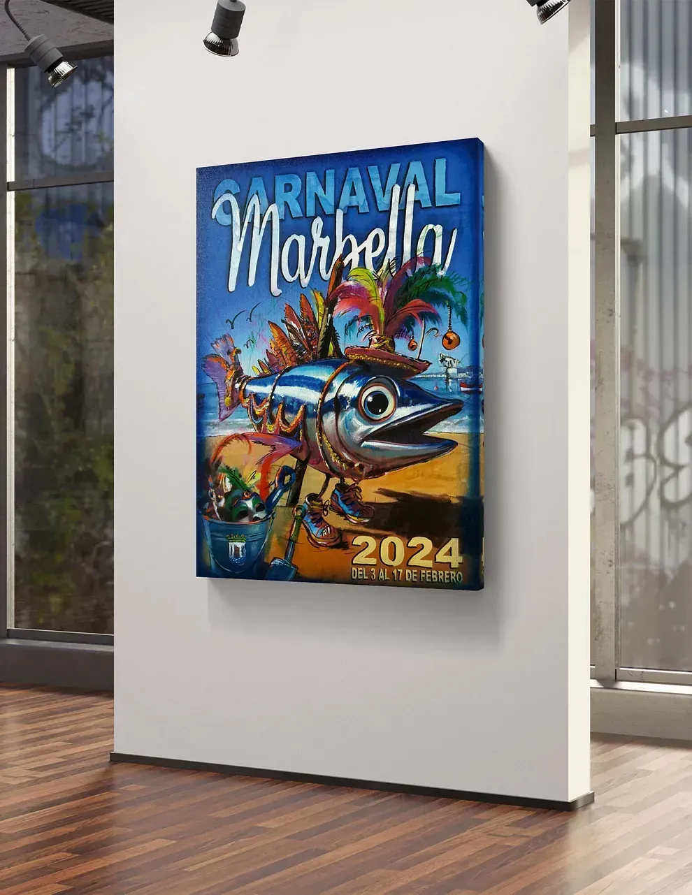 Un cartel en una pared que dice carnaval marbella 2024