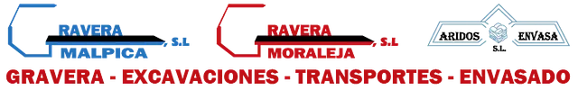 A logo for gravera malpica excavaciones transportes envasado