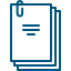 Un icono que representa una pila de documentos sujetos con un clip.
