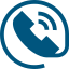 Icono azul de un auricular de teléfono clásico con ondas de señal, que simboliza una llamada o comunicación.