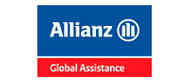 Logotipo de Allianz Global Assistance, que muestra el nombre y el icono de la marca Allianz en color azul sobre una barra roja con texto blanco.