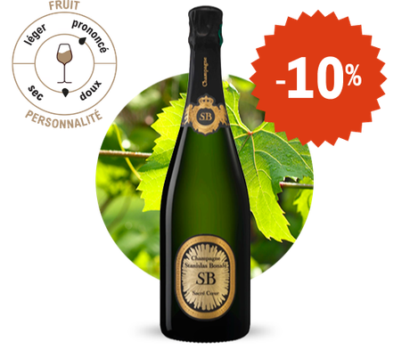 10 % sur l'achat d'une bouteille de Champagne Brut Stanislas Bonafé. Fruit : prononcé ; personnalité : entre le sec et le doux.