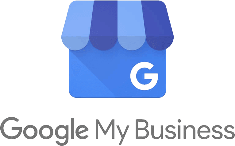 El logotipo de Google My Business es una tienda azul con una agricultura en ella.