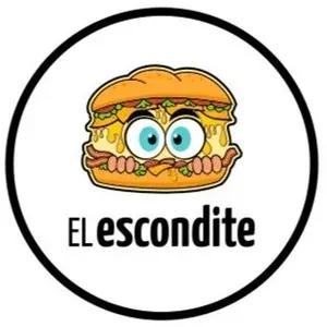Logotipo de "El Escondite": un s&aacute;ndwich con ojos de caricatura, goteando queso, dentro de un c&iacute;rculo negro.