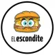 Logotipo de "El Escondite": un s&aacute;ndwich con ojos de caricatura, goteando queso, dentro de un c&iacute;rculo negro.