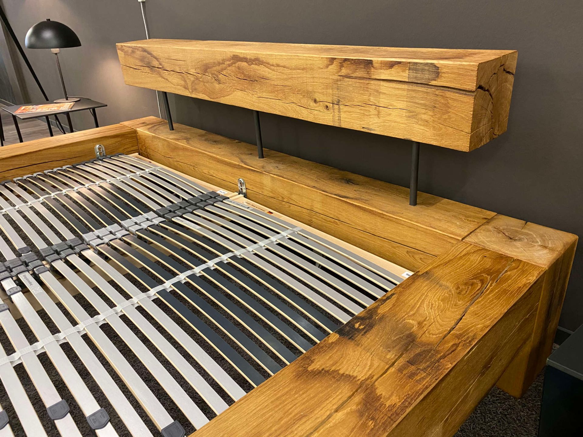 Balkenbetten Modell Tender Bohle Steel Kernbuche