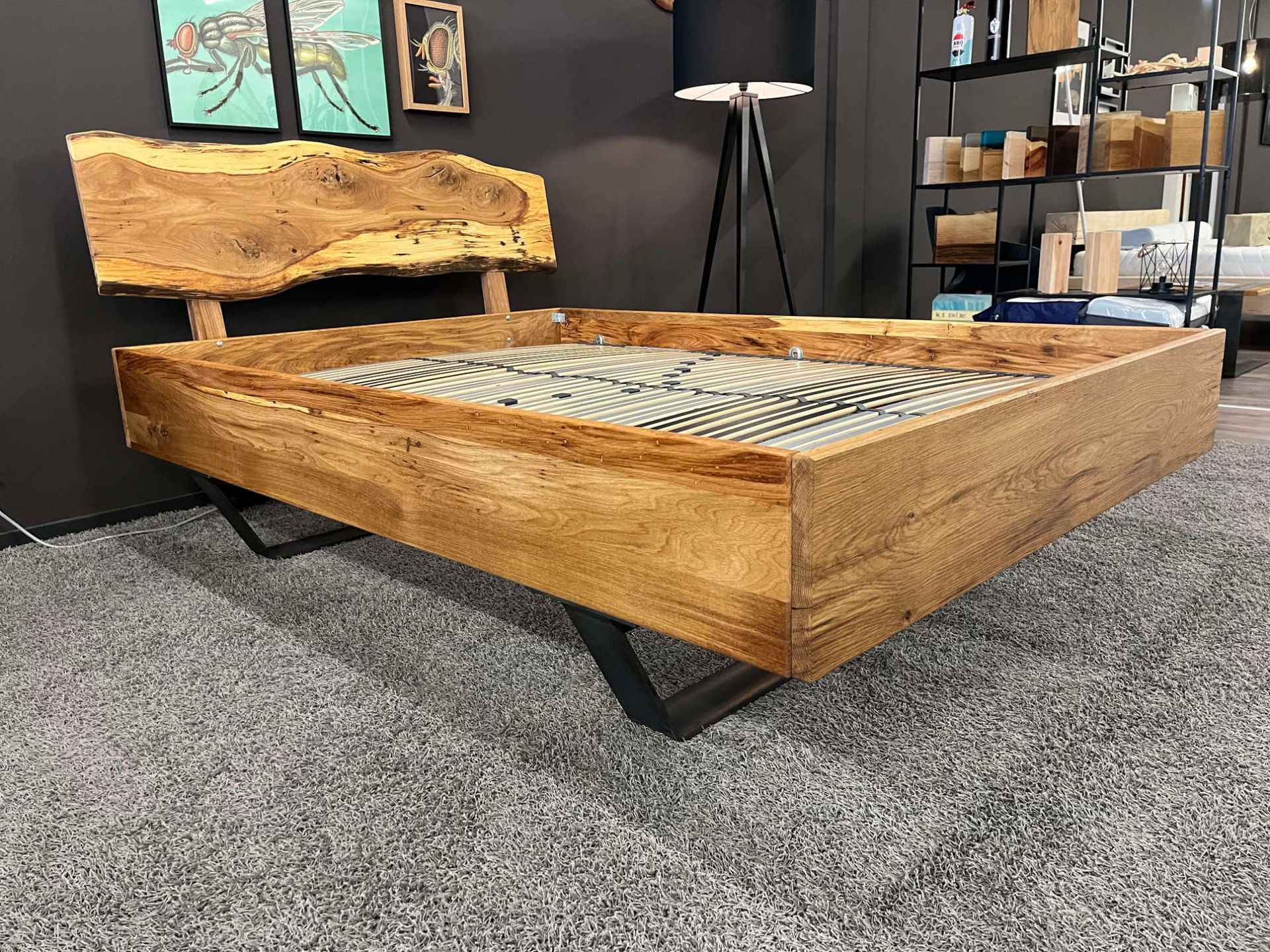 Massivholzbett Modell Rustic Steel Eiche