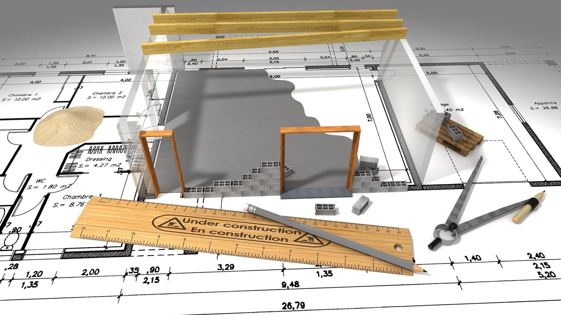Plan d'architecte pour une construction de maison