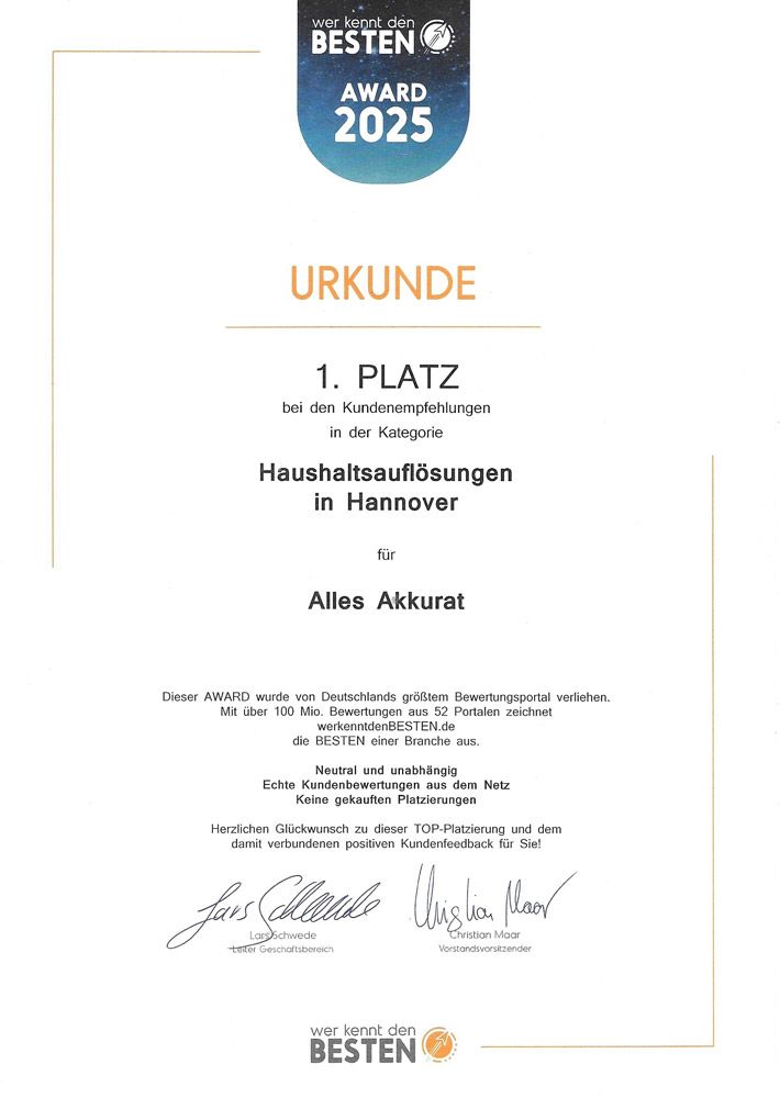 Urkunde 1. Platz