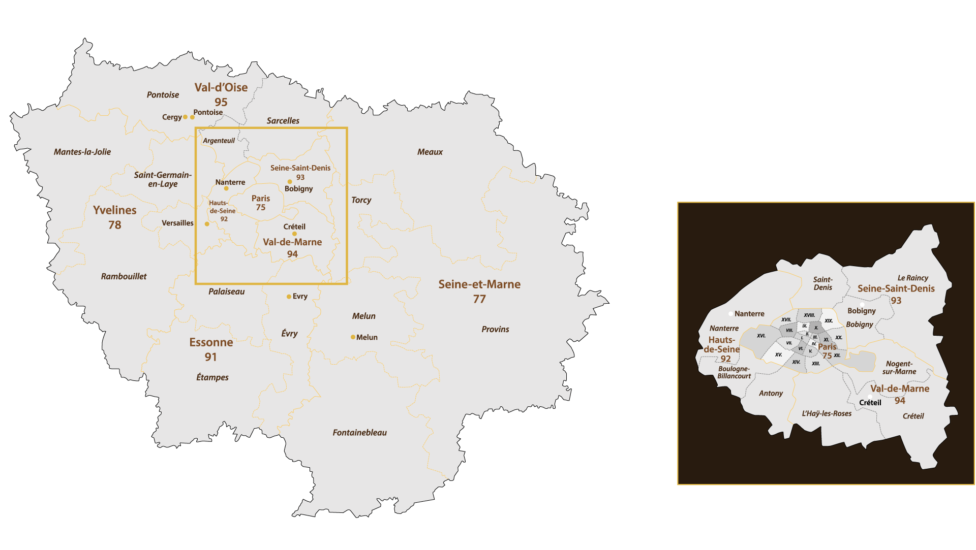 Carte stylisée de l'Île-de-France