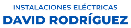 Text logo that reads "INSTALACIONES ELÉCTRICAS DAVID RODRÍGUEZ" in blue and white.