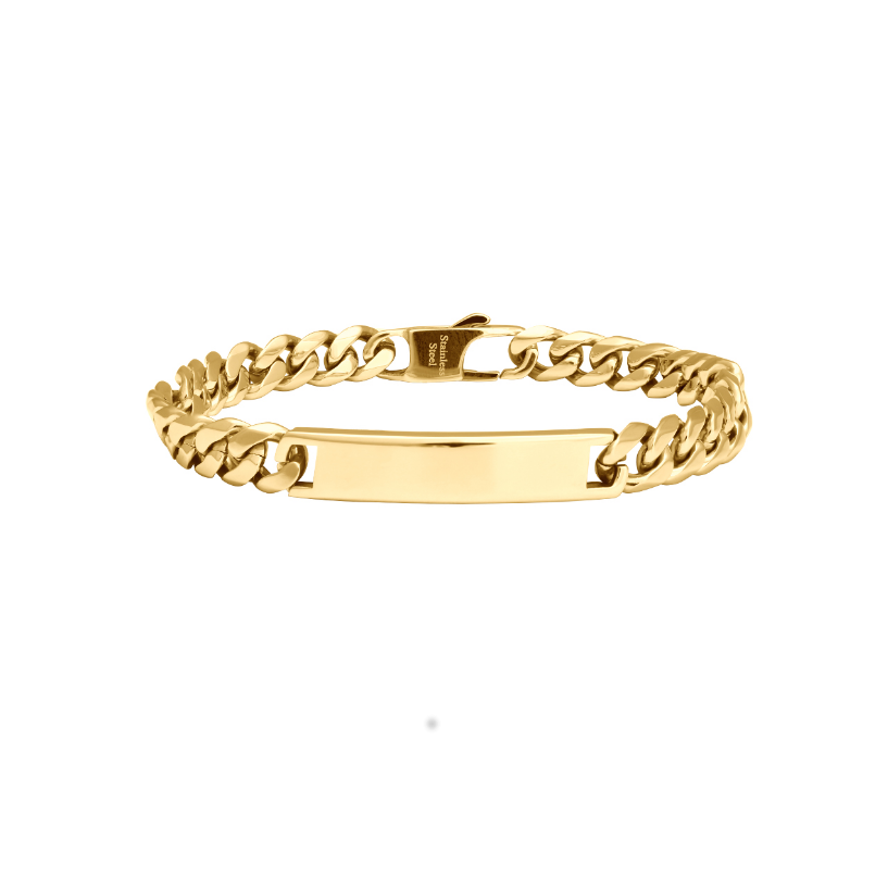 SON Armband 19cm Stál/gullhúðað glansandi m/plötu