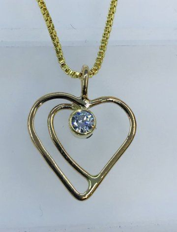 14k gullmen með zirkon stein