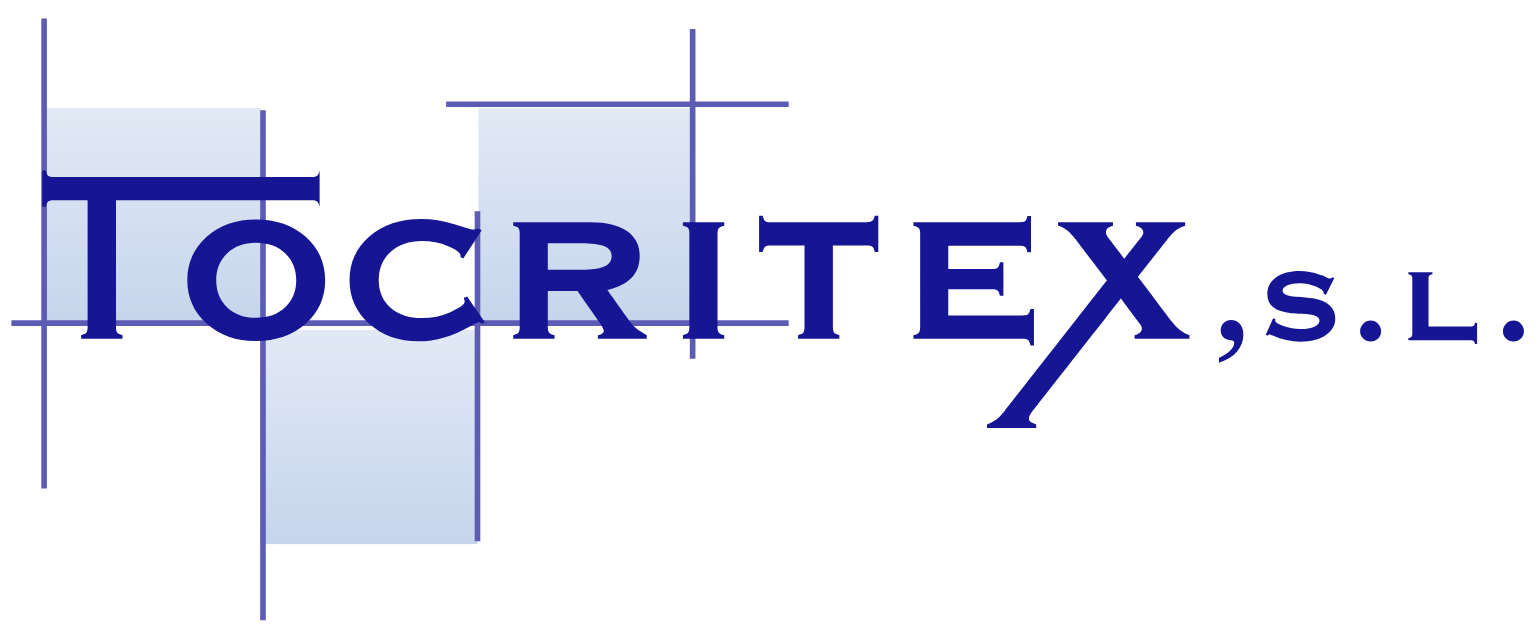 Un logotipo azul y blanco para Tocritex SL