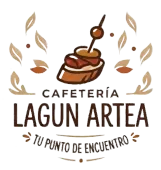 Logotipo de Cafeter&iacute;a Lagun Artea con una taza de caf&eacute; y el texto &laquo;Tu punto de encuentro&raquo;