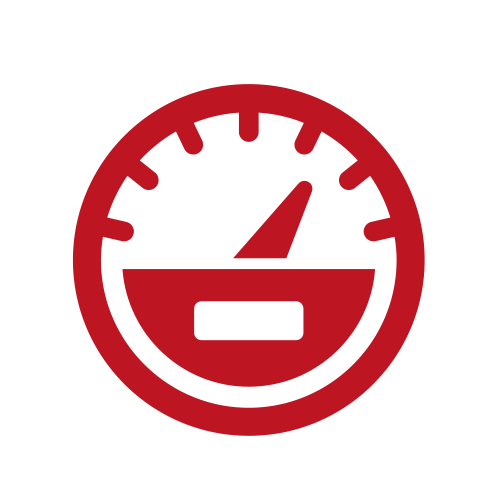 Ein rot-weißes Tachometer-Symbol mit einem Minuszeichen in der Mitte.