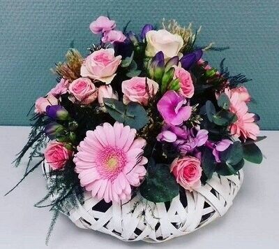 Bouquet de fleurs rond tons rose