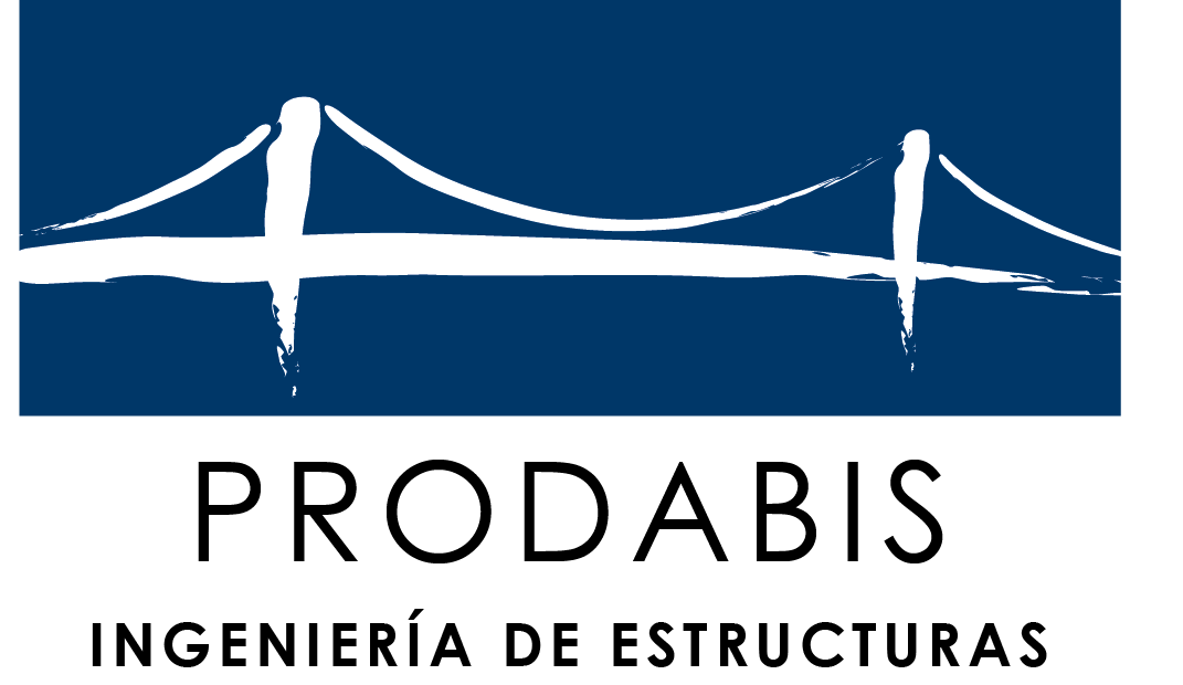 A blue and white logo for prodabis ingenieria de estructuras
