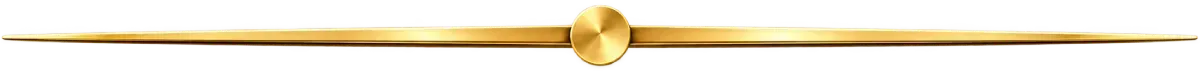 Divisor horizontal decorativo dorado con una cuenta central sobre un fondo blanco