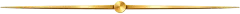 Divisor horizontal decorativo dorado con una cuenta central sobre un fondo blanco