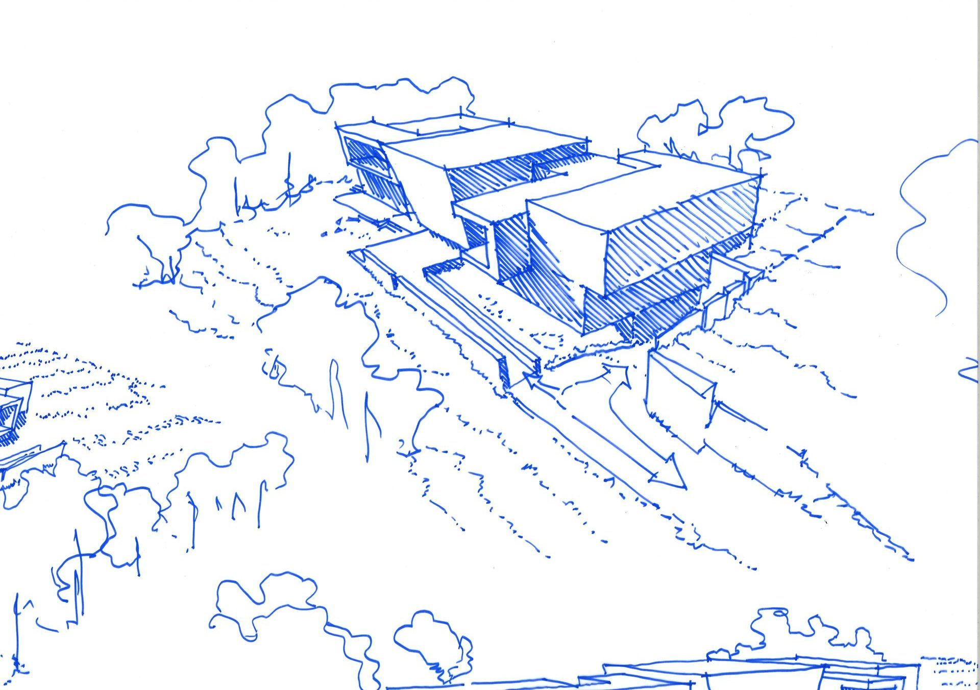 Projet d'architecture en croquis