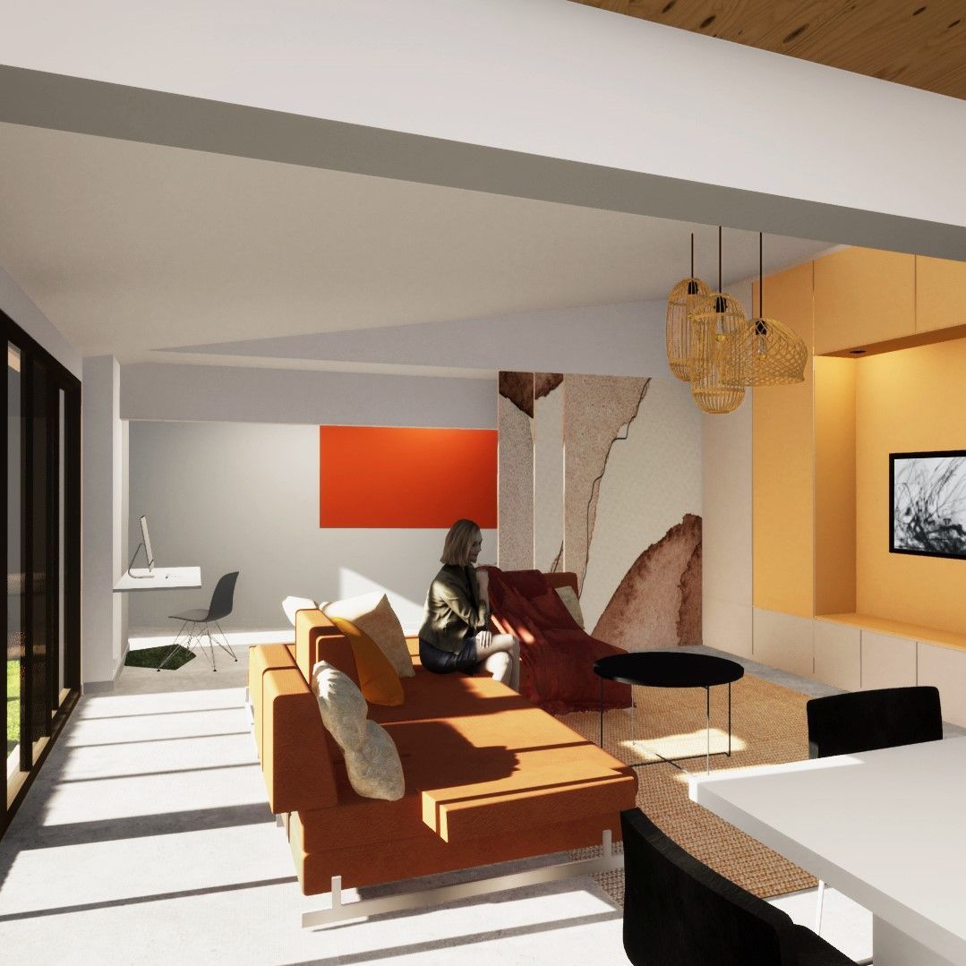 Imade 3D d'un salon avec bureau