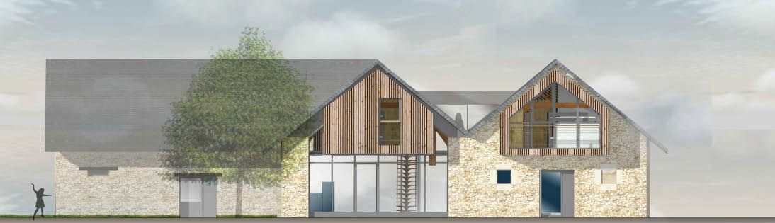 Image 3D d'un plan de coup d'un corps de ferme