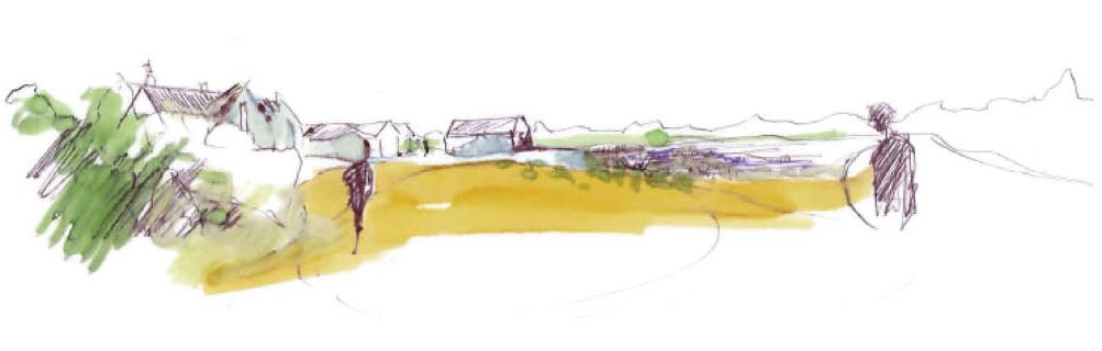 Croquis dessiné sur un champs