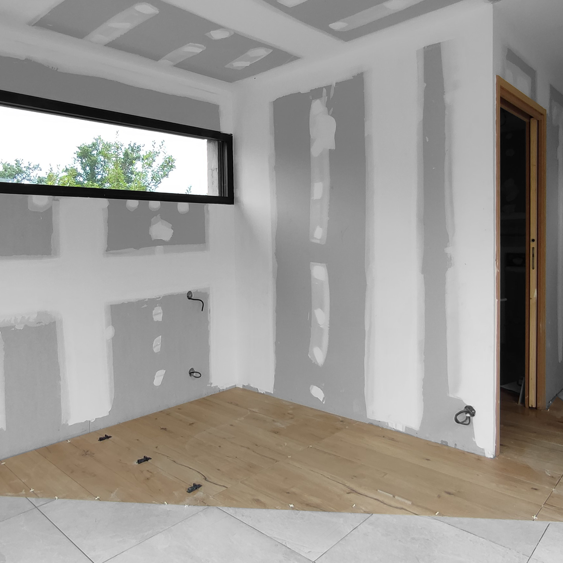 Angle de pièce refaite à neuf