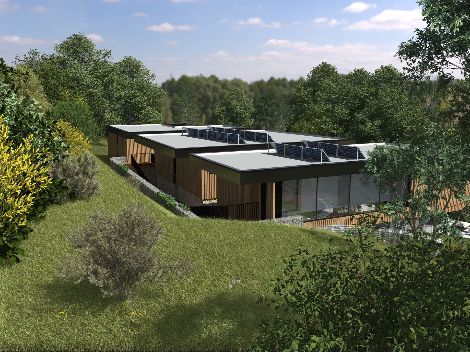 Image 3D d'une vue lointaine d'une maison moderne