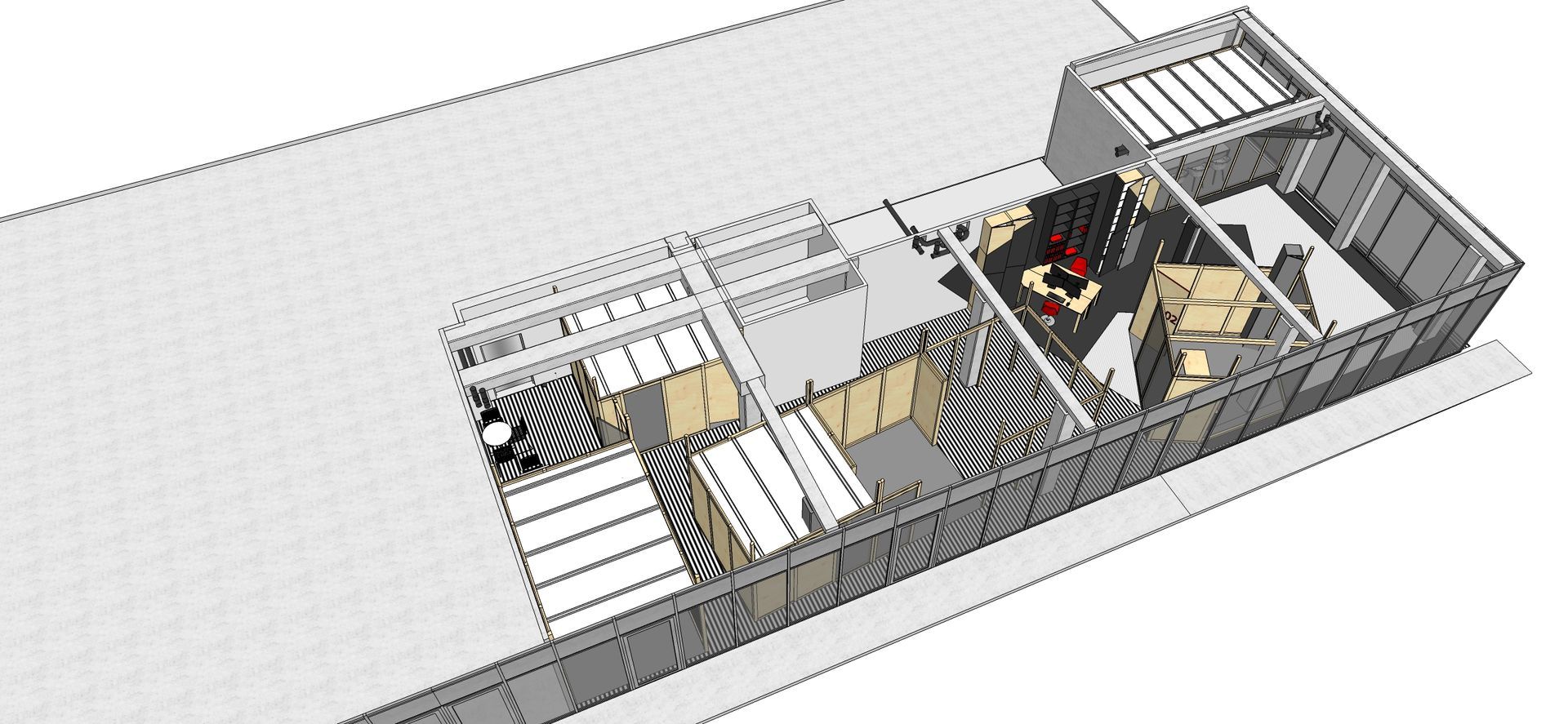 Plan 3D avec escaliers et ameublement