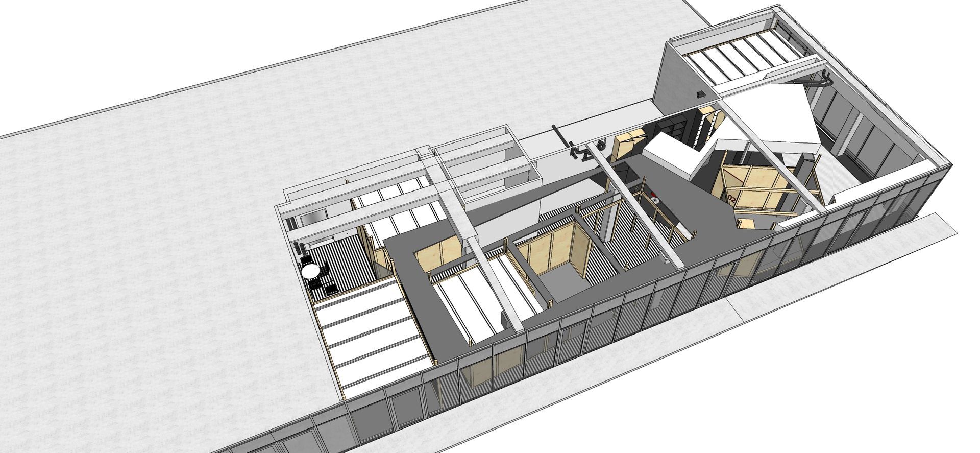Plan 3D d'un bâtiment avec structure 