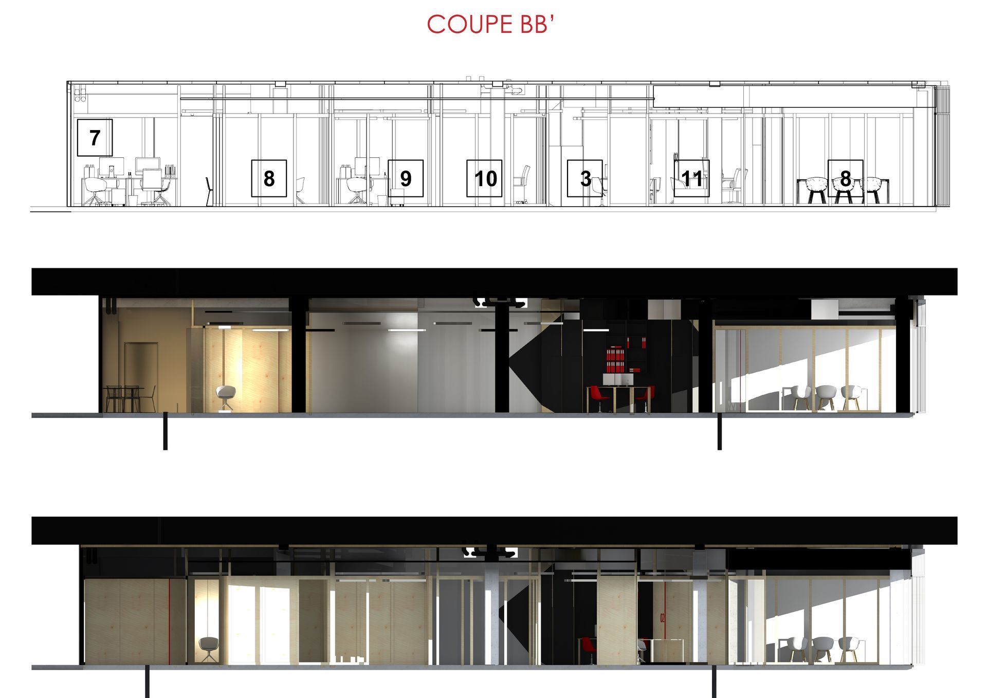 Plan de coupe 3D d'un bâtiment