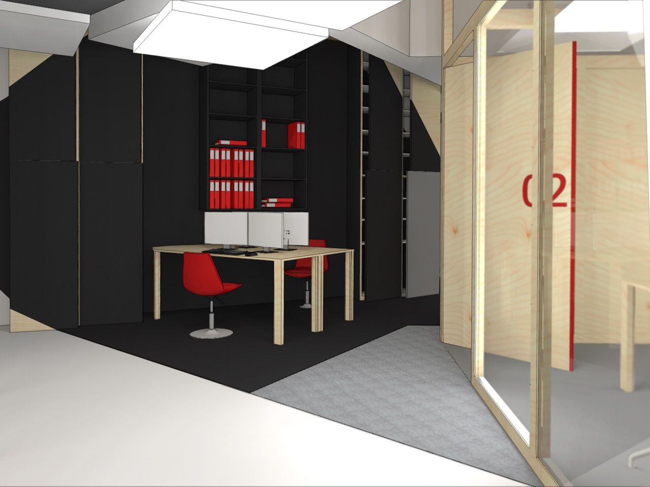 Bureau avec deux chaises dans image 3D