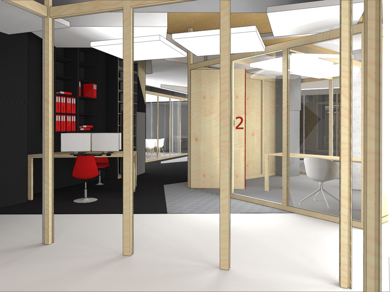 Image 3D avec des séparations en bois