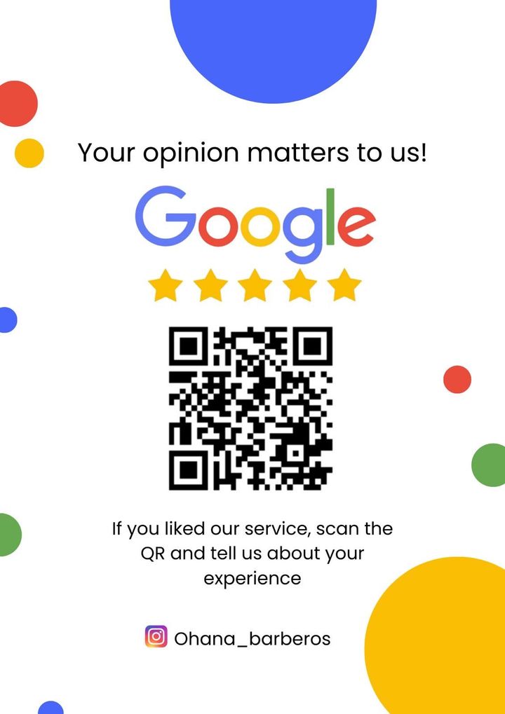 Un cartel de reseñas de Google con un código QR.