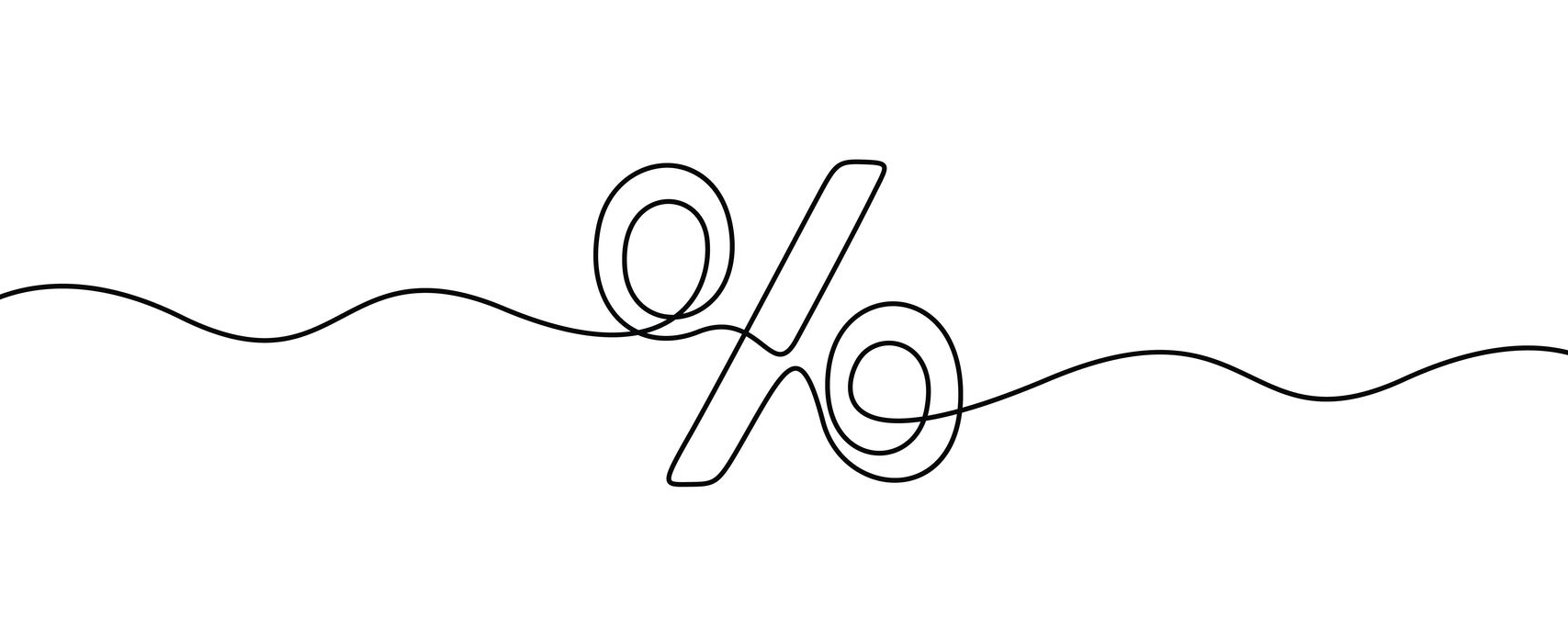 Une ligne continue unique formant un symbole de pourcentage.