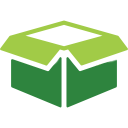 Un visuel représentant une boîte ouverte, avec un intérieur vert clair et un extérieur vert foncé.