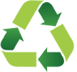 Un symbole de recyclage vert représentant trois flèches qui se poursuivent dans une boucle triangulaire.