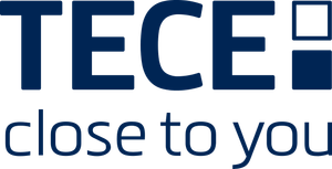 Logotipo de TECE en azul, con el lema