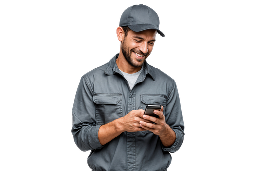 Un ouvrier sur son téléphone