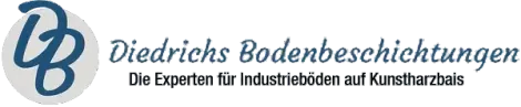 A blue and white logo for diedrichs bodenbeschichtungen