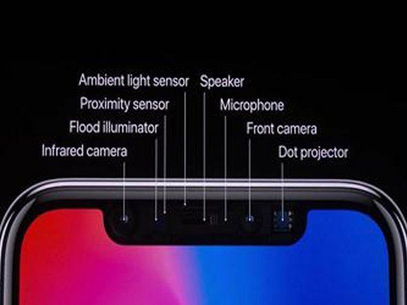 Un primer plano de un teléfono celular con varios sensores.