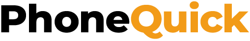 Un logotipo negro y naranja para el teléfono rápido.