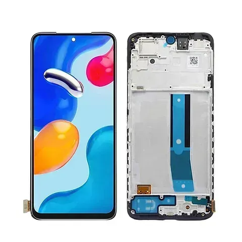Muestra la parte frontal y posterior de un teléfono celular.