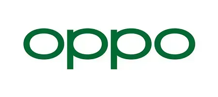 El logotipo de Oppo es verde y blanco sobre un fondo blanco.