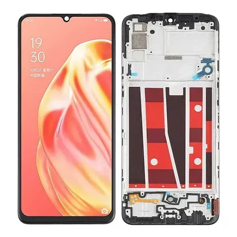 Muestra la parte frontal y posterior de un teléfono celular.