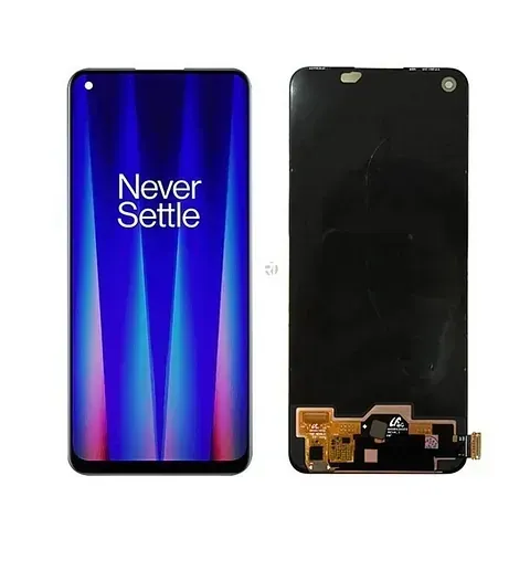 La parte frontal y posterior de un teléfono celular con las palabras nunca se asientan en él.