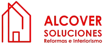 A red logo for alcover soluciones reformas e interiorismo