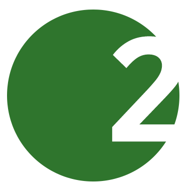Weiße Zahl 2 in einem grünen Kreis.